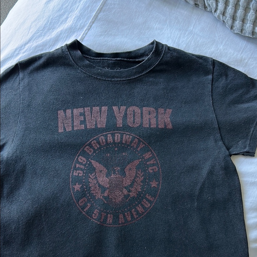 Brandy Melville Black Crop Top with New York Graphic